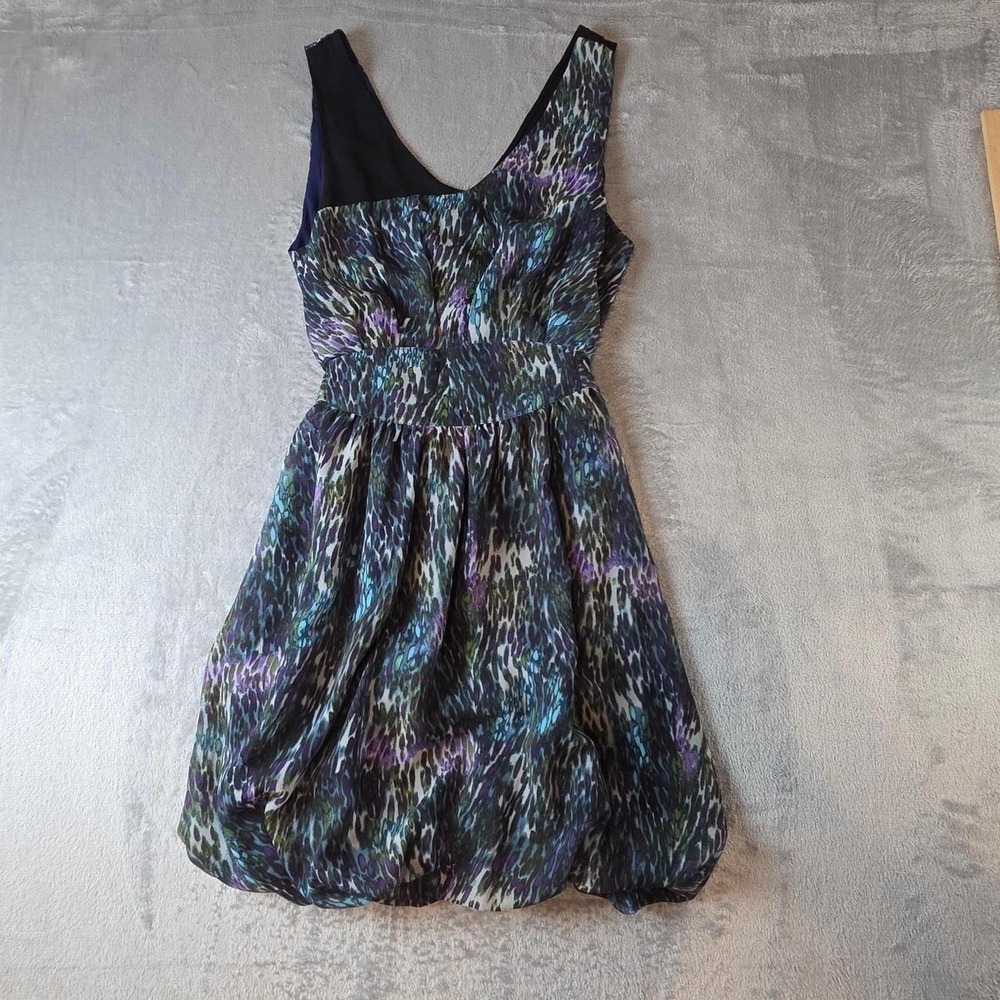 Sugarlips Bubble Hem Dress Womens Small Blue Purple New Abstract Animal Print‎
